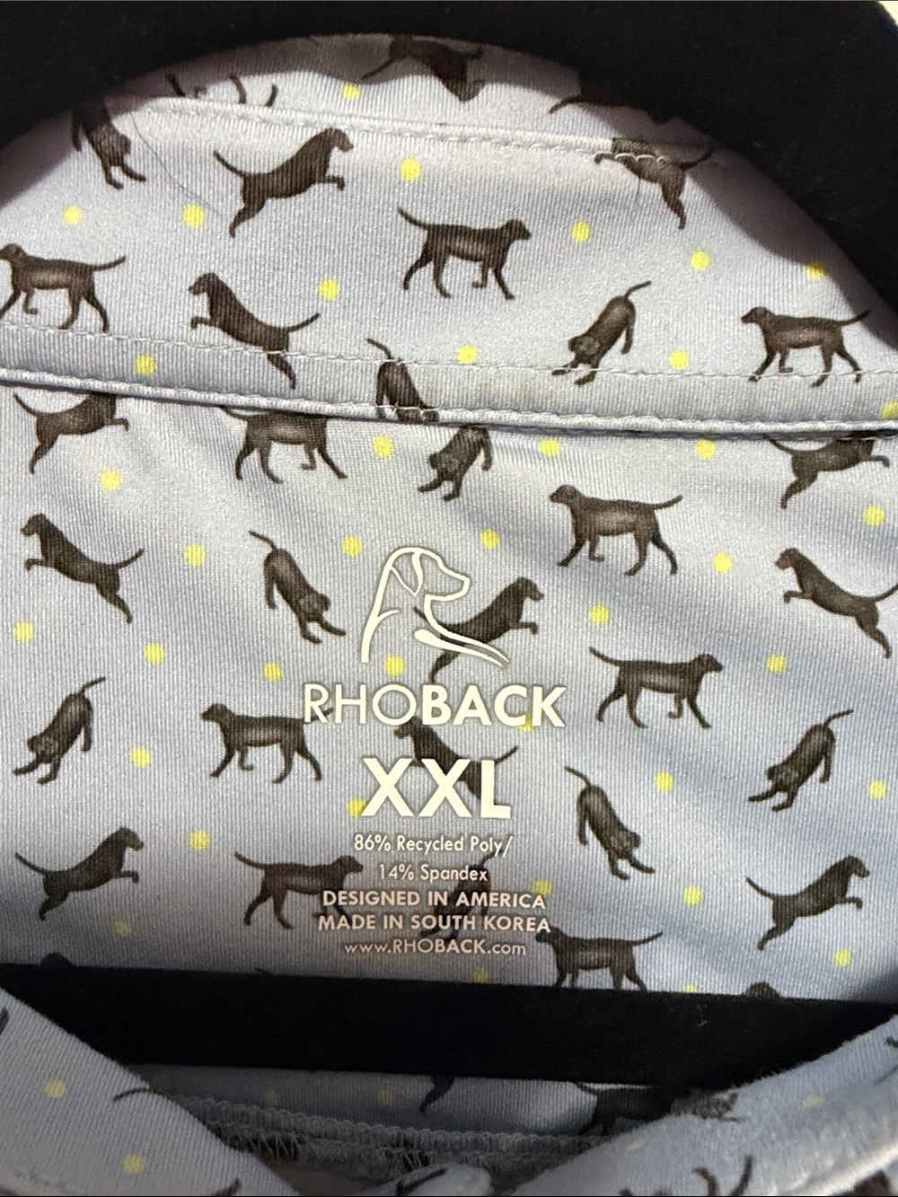 Rhoback Light Blue Polo with Small Black Dog Print - Picture 2 of 6